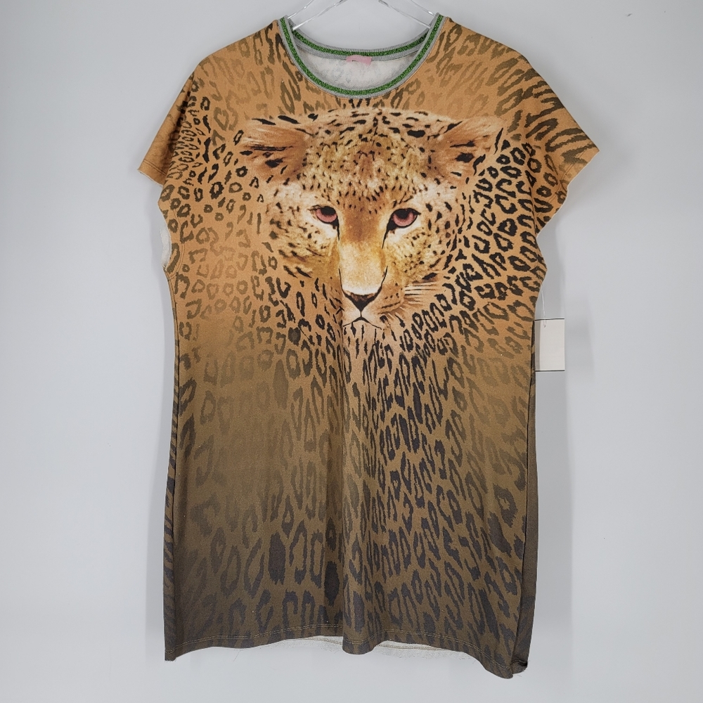 Giamba Lion Print Boxy Sweater Dress Size 40 XS NEW